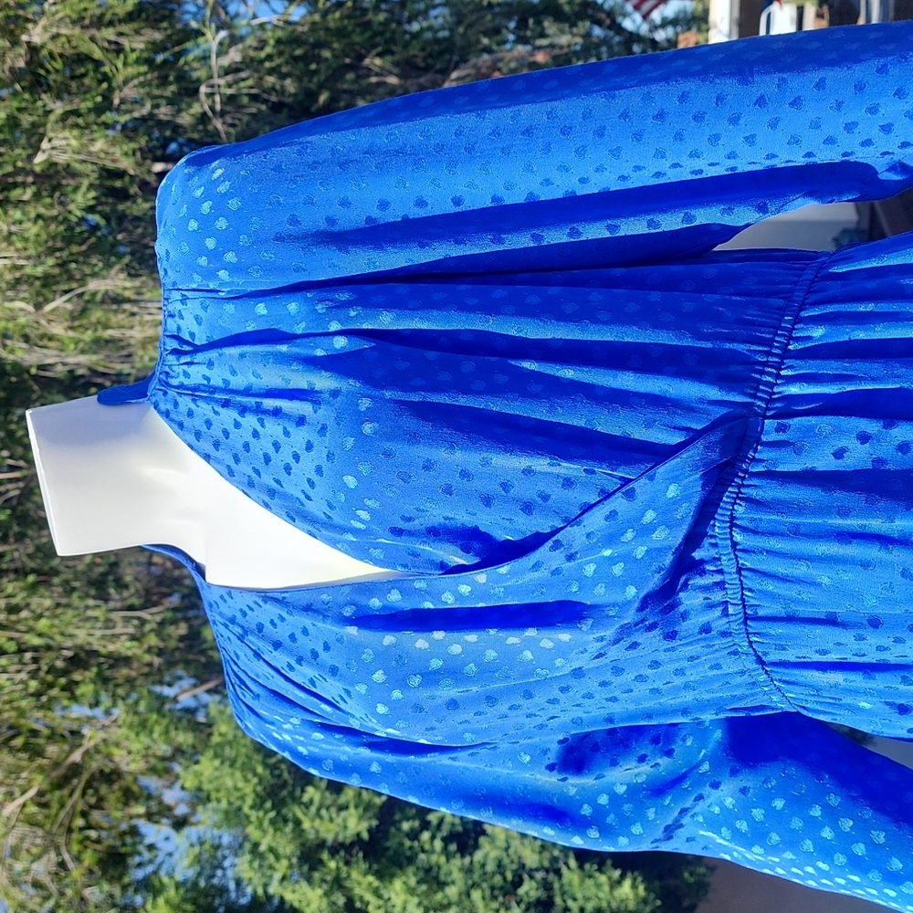 VINTAGE 1980s KOREA SAINT ROMEI Royal Blue Silk Dress 6 M Korean Fashion Wrap - Picture 3 of 16